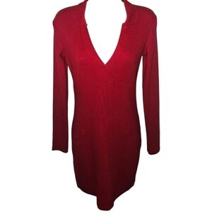 Zara Collared V-Neck Long Sleeve Bodycon Dress